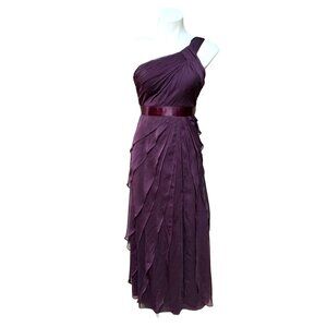 Vintage Y2K One Shoulder Chiffon Ruffle Maxi Dress Gown Mauve Purple Size 2 / XS